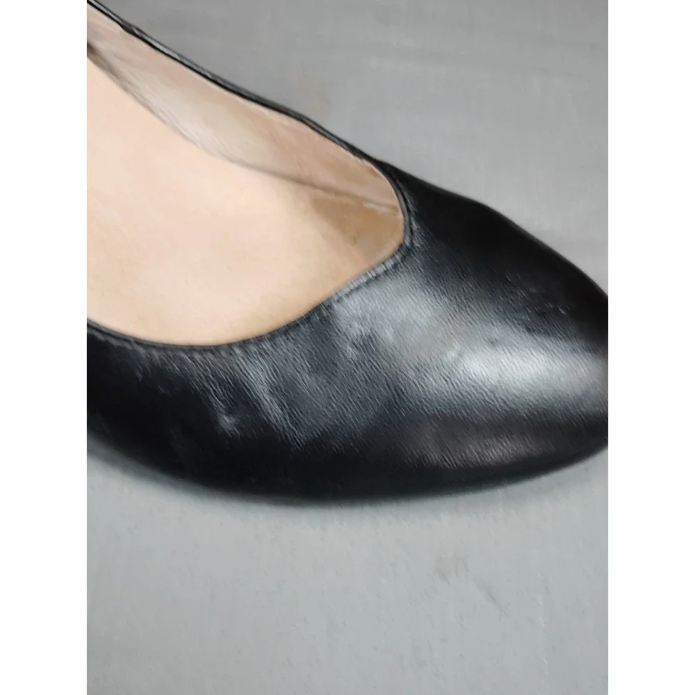 Vionic Women 10 Black Leather Wedge Pumps Orthaheel 7 Casual Goth Comfort Shoes*